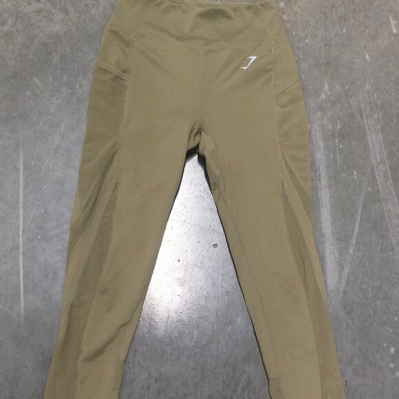 Gymshark Sleek Sculpture Mesh Leggings Womens S Olive Green - Picture 2 of 6